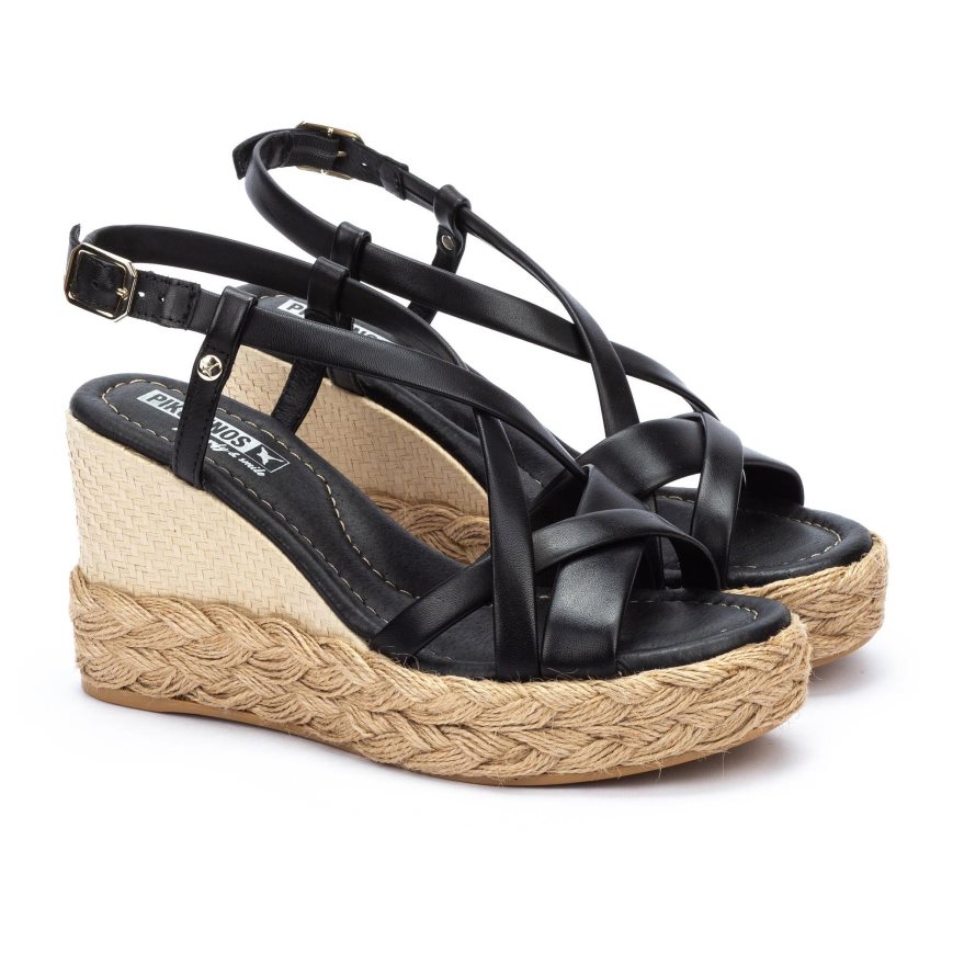 Women's Pikolinos RONDA Wedge Sandals Black | NZ K7152A9